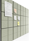 Bumusty Large Felt Bulletin Board, 48" x 36" Cork Board Alternative, 12-Pack Wall Tiles with 4-Compartment Design, 30 Push Pins, 70 Adhesive Tabs, Ideal for Office & Home Decor, Sage