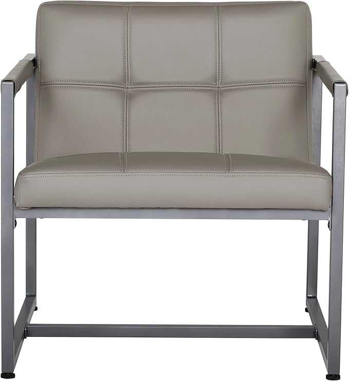 Camber Modern Accent Chair in Blended Leather, Pewter Gray/Mushroom