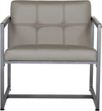 Camber Modern Accent Chair in Blended Leather, Pewter Gray/Mushroom