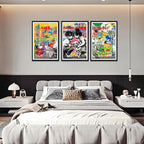 Novatique Banksy Canvas Wall Art Colorful Graffiti Picture Wall Decor Street Art Painting Graffiti Poster Aesthetic for Bedroom Bathroom,24" x 36" x 3pcs