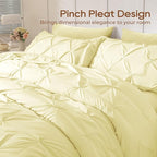 Sasttie Queen Comforter Set, 7-Piece Bed in a Bag, Pintuck Bedding Sets for All Season, Includes Comforter, Flat Sheet, Fitted Sheet, Pillowcases and Pillowshams, Cream Yellow