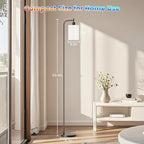 RGB Floor Lamp with Linen Shade, Dimmable Tall Standing Lamp with Remote Control, Color Changing Floor Lamps for Living Room Bedroom Gaming Room, 9W RGB Bulb Included