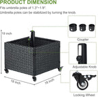 LEWIS&WAYNE Outdoor Umbrella Base with Fillable Planter Box Heavy Duty Patio Umbrella Stand with 4 Wheels Rolling Umbrella Holder for Outdoor Patio Deck Garden