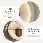LED Sandstone Wall Decor, 3D Wall Art Sculpture, Simulated Green Plants, Glass Vase & Rabbit Statue, Remote Control 3 Color Light, for Living Room, Bedroom, Hallway(Light Coffee,41.4 * 23.6in)