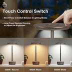 2 Pack Cordless Table Lamps Rechargeable, Portable 5000mAh LED Table Light, 3 Color Stepless Dimming Battery Powered Table Lamp for Bedroom/Home/Restaurant/Outdoor.(Cafe)