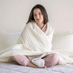 KASENTEX Twin Quilt Set 68"x86" – Soft Washed 3-Layer Lightweight Bedspread, Minimalist Nordic Design, All-Season Spring & Summer Quilt Set (1 Quilt + 2 Pillow Shams),Cream White