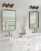 3-Light Bathroom Light Fixtures, Modern Vanity Light with Cylinder Clear Glass Shade, Vanity Lighting Fixtures Over Mirror, Oil Rubbed Bronze, VL143-ORB-3