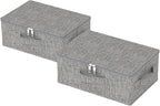 Blanket Bags with Lid, Foldable Underbed Storage Bins, Home Basket Container for Organizing Clothes, Shoes, Pillows, 14.9x10.2x5.9Inches, Grey, 2 Pack