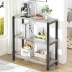 FOLUBAN 3 Tier Bookshelf, Industrial Wood and Metal Book Shelf and Bookcase, Short Book Case for Office Living Room Bedroom, Light Grey