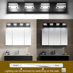 SOLFART Black Bathroom Light Fixtures 4 Lights Bathroom Vanity Lighting LED Dimmable Modern Black Vanity Lights Over Mirror