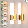 Gold Wall Sconces Set of Two 15 Inch Modern Bathroom Sconce with Acrylic Shades LED Hardwired Sconces Wall Lighting Fixtures for Living Room Bedroom Hallway, 2 Pack