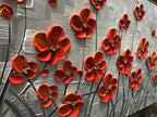 YaSheng Art - Hand painted 3D Oil Paintings On Canvas Red Flowers Paintings Modern Home Decor Abstract Artwork Canvas Wall Art Paintings,Stretched and Framed Ready to Hang 24x48inch