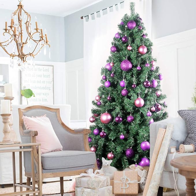 GameXcel Christmas Balls Ornaments for Xmas Tree - Shatterproof Christmas Tree Decorations Small Hanging Ball Iris Purple 1.6 Inch x 36 Pack