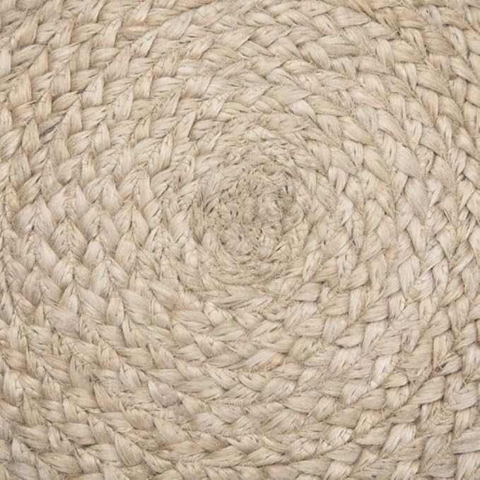 SIMPLIHOME Edgeley Round Pouf - 18 inch Wide Handwoven Jute and Cotton Ottoman in Grey and Natural, Boho-Style Footstool or Extra Seating for Living Room, Bedroom, or Kids Room, Assembled
