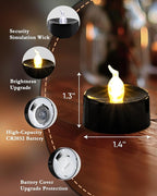 Black Candles, 12 Pack Tea Lights Candles Battery Operated, LED Tealight Candle, Flameless Votive Candle for Fall Holiday Decor, Theme Party -1.4" D X 1.3" H