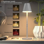 4-Pack Cordless Table Lamps - 5000mAh Rechargeable Battery Operated Desk Lamp, 3-Level Dimmable LED Night Light for Bedroom, Dining, Restaurant - Metal Design(White 4PACK)
