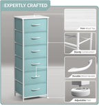 Sorbus Fabric Dresser for Kids Bedroom - Chest of 6 Drawers, Tall Storage Tower, Clothing Organizer, for Closet, for Playroom, for Nursery, Steel Frame, Fabric Bins - Wood Handle (Aqua)