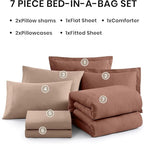 Monbix California King Comforter Set - 7 Pieces Cationic Dyeing Terracotta Bed in a Bag Cal King Bed Sets with Comforter, Sheets, Pillowcases & Shams, Reversible Bedding Comforters Sets