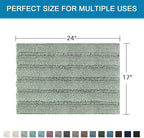 H.VERSAILTEX Bath Mats for Bathroom Non Slip Thick Chenille Striped Bath Rug Absorbent Fluffy Soft Shaggy Rugs Washable Dry Fast Plush Mats for Indoor, Bath Room, Tub - 17" x 24", Sage