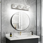 SOLFART LED Bathroom Vanity Light Fixtures： 3 Light Brushed Nickel Modern Acrylic Bathroom Wall Lighting Fixtures Over Mirror 20in 5CCT