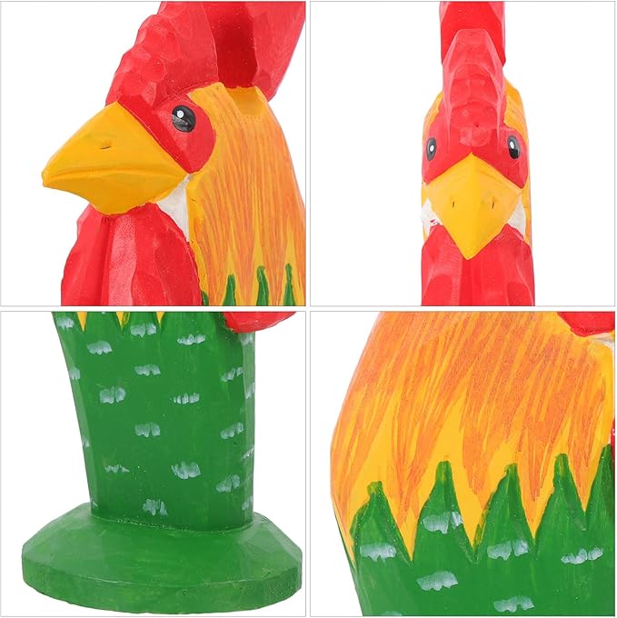 TIDTALEO Wooden Glasses Holder Eyeglasses Organizer Sunglasses Display Rack Hand Carved Rooster Animal Decor for Desk Home Office Storage