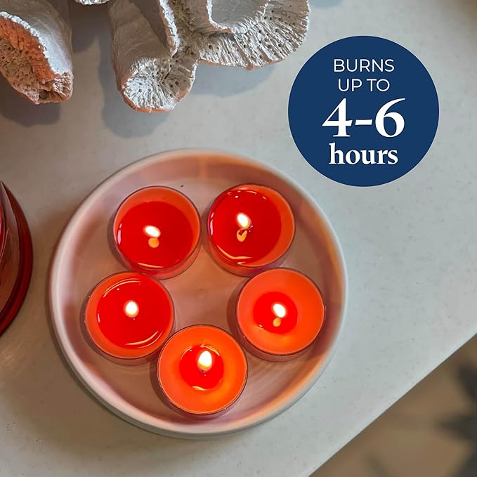 PartyLite Set of 12 Tea Lights Candles, Grapefruit & Rosemary Scent, Aromatherapy Scented Candles Gift Set, Up to 4 to 6 Hours Burn Time