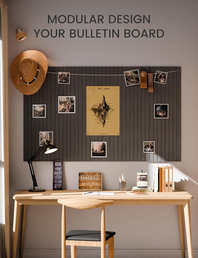 Fluxynara Large Felt Bulletin Board 36" x 24" Cork Board Alternative-6 Pack with 40 Safe Removable Adhesive Tabs, Cork Boards for Walls Cork Board for Home Office Classroom Pin Board (Charcoal Gray)