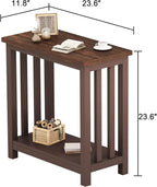 ChooChoo Mission End Tables Set of 2, Narrow Side Tables for Small Spaces, Night Stands with Storage Shelf for Living Room and Bedroom, Espresso