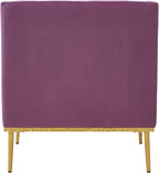 Merax Luxury Velvet Accent Chair, Modern Mid-Century Armchair for Living Room, Bedroom Reading Corner, Comfortable Tufted Single Seater Sofa Chair with Iron Legs (Purple)
