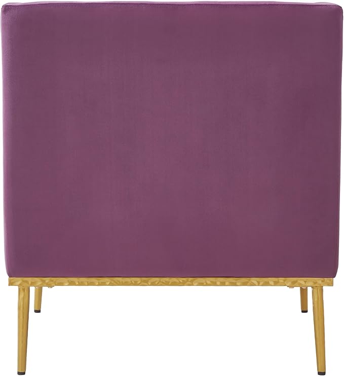 Merax Luxury Velvet Accent Chair, Modern Mid-Century Armchair for Living Room, Bedroom Reading Corner, Comfortable Tufted Single Seater Sofa Chair with Iron Legs (Purple)