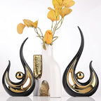 XMGZQ 2pcs Black and Gold Modern Abstract Art Statue Table Decoration,Elegantes Ceramic Statue for Home Décor Accent,Mantel,Bookshelf,Centerpiece Table Decorations for Dining Room,adornos para sala