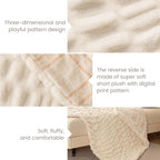 Sophia & William Ruched Faux Fur Throw Blanket for Couch - Luxury Lightweight Plush Fuzzy Cozy Soft Blankets, Cream, 50" x 60"