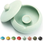 Ashtray with Lid for Outside Patio, Windproof Ash tray, Ceramic Smokeless Ashtray for Outdoor Home Office Tabletop Patio Outdoor Balcony, Mint Green