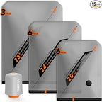 Rechargeable Wireless Pump Travel Storage Bags Set - 15 Pack Portable Space Saver Bags for Travel & Home - Vacuum Compression Packing Seal for Clothes, Blankets, Seasonal Storage