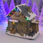 Black Bear Lodge Porcelain Christmas Village with LED Lights