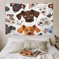VUMIVI Cartoon Dog Head Tapestry Adorable Pets Humorous Style Abstract Art Illustration Tapestry Wall Hanging for Living Room Bedroom Dorm Classroom Aesthetic Decor W90xL60in