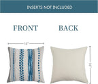 Boho Pillow Covers 18x18 Set of 2 for Couch-Modern Farmhouse Sofa Decorative Blue Throw Pillow Covers Textured Chenille Cushion Covers Outdoor Netural Bohemian Pillow Cases Square