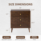 COSIEST Modern End Table w 3 Storage Drawers, Night Stand w Honeycomb Pattern, Small Wood Chest, Accent Cabinet for Bedroom, Living Room(Brown,2 Pieces)