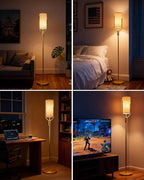 64.6IN Black Floor Lamp - Dimmable LED Floor Lamp with Linen Shade, 3000K Soft Warm White | Bulbs Included | Modern Tall Lamp for Living Room, Bedroom, Wedding & Party