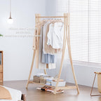 Wooden Retail Display Hanging Clothes Rack with Storage Shelf, 40" W x 57" H Freestanding Heavy Duty Clothing Drying Garment Rack for Hanging Clothes, Coat, Dress, Shirt, Hat