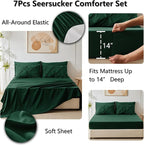 CozyLux Full Size Comforter Sets Emerald Green, 7 Pieces Bed in A Bag Green Comforter Full Size, Pinch Pleat Bedding Sets with All Season Comforter, Sheets, Pillowcases & Shams