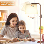 Ambimall Fully Dimmable Floor Lamp - Floor Lamps 9W LED Light Bulbs, Standing Lamps for Living Room, Modern Standing Light Tall Lamp for Bedroom (Brown and White)