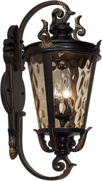 John Timberland Casa Marseille European Outdoor Wall Fixture Veranda Bronze Brown Ornate Scroll 36" Champagne Hammered Glass for Exterior House Porch Patio Outside Deck Garage Front Door Home