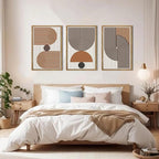 DRACIT Mid Century Boho Modern Wall Art Set Abstract Geometric Wooden Wall Decor Minimalist Line Neutral Artwork Mid Century Wood Art Decor for Living Room Bedroom Office-16x24Inch x3