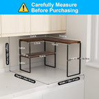 Golener Countertop Organizer Corner Shelf, 2 Tier Adjustable Stackable Corner Shelves for Kitchen, Bathroom, Spice Rack, Coffee Area, Over Sink, Dresser Table, Corner Counter Shelf Stand, Rustic Brown