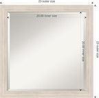 Amanti Art White Wall Mirror 23x23 Hardwood White Wash Narrow Square Bathroom Mirror for Wall Decor Living Room, Medium Country Rustic Wood Frame, Hangs Horizonally and Vertically, Bathroom Decor,