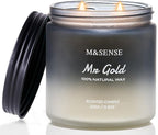 M&SENSE Smoked Leather Scented Men Jar Candle, 11.6oz 2 Wick Large Natural Soy Candle 70 Hours Long Lasting, Highly Scented Home Decor Candle for Men