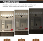 Kvhilw Bathroom Vanity Light, Matte Black Bathroom Light Fixtures, 6-Light Lighting Fixtures Over Miror, Modern Wall Sconce with Flared White Fabric Shade, E26 Socket(ETL Listed)