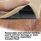 Rug Carpet Non Slip Grippers, Reusable Rug Tape Stickers Pads for Hardwood Floors and Tiles, Double Adhesive Carpet Grippers for Area Rugs Corners Flat, No Damaging for Floor Removable, 4Pcs