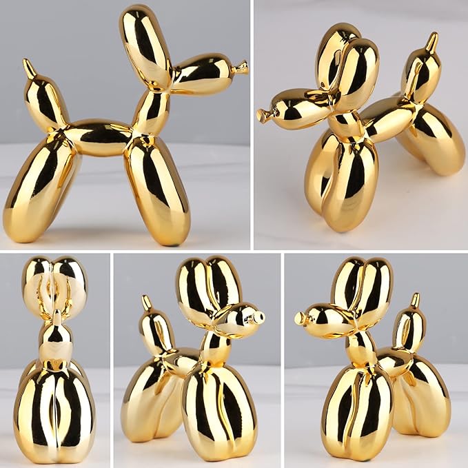 Gold Balloon Dog Decor,Gold Room Decors,Balloon Animal Preppy Room Shelf Decor,Cute Statue Home Decors,Bedroom Modern Sculpture Desk Decoration,Golden Decorations Gifts